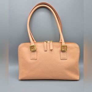 FENDI Leather Handbag with Zucca Hardware